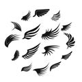 Wing icons set, simple ctyle