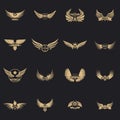 Wing logo icons set, simple style Royalty Free Stock Photo