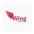 Wing logo. Living coral color logo. Logo company with the wing. Abstract icon for business