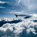 Wing of the plane in the sky among the clouds Royalty Free Stock Photo