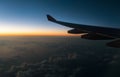 Wing plane and the view from the height of the window plane in Royalty Free Stock Photo