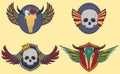 Wing skull banner, art symbol, emblem skull sign, modern decoration adornment, design, in cartoon style vector