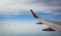 Wing of Vietjet airplane in air in Dalat, Vietnam Royalty Free Stock Photo
