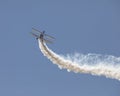 Wing Walker performing on aerobatic bi-plane Royalty Free Stock Photo