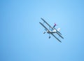 Wing walker on a small engine aircraft Royalty Free Stock Photo