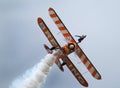 Wing walking display with Boeing Stearman biplanes. Royalty Free Stock Photo