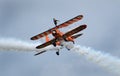 Wing walking display with Boeing Stearman biplanes. Royalty Free Stock Photo