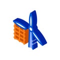 Wing of windmill fell away isometric icon vector illustration