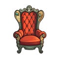 Wingback Chair In Cartoon Style Stiker On White Background On Isolated Transparent Background, Png, Logo. Generative AI Royalty Free Stock Photo