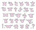 Winged alphabet. Cute flying letters.