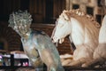 Detail from Satyr bronze statue 1575 of Giambologna, in Neptune fountain Piazza della Signoria, Florence Royalty Free Stock Photo