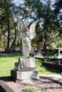 Winged angel on a tombstone