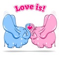 Winged baby elephant in love on white Royalty Free Stock Photo