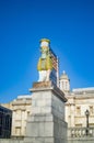 A winged bull statue on fourth plinth at trafalgar square london