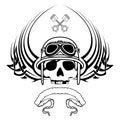 Winged Chopper biker skull emblem crest tattoo ink illustration 2