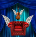 Winged comfort chair and viiolin