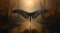 Dark Winged Butterfly: A Gothic Eldritch Horror Oil Painting Royalty Free Stock Photo