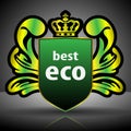 Winged Crest  Green Eco Label or Badge Template Royalty Free Stock Photo