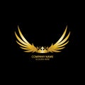 winged crown golden logo / vector illustration