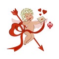 Winged Cupid with envelope