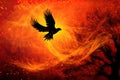 Winged dove in flames, a representation of the New Testament Holy Spirit