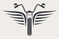 Winged Emblem for a Bikers Club. Bike with Wings. Stylized Motorcycle for T-Shirt