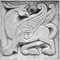 Winged fairy lion, bas-relief