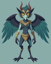 Winged female monster from mythology. Flat vector illustration Royalty Free Stock Photo