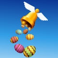 Easter egg delivery on blue sky Royalty Free Stock Photo