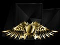 Winged Golden shoeld heraldic coat of arms emblem crest illustration