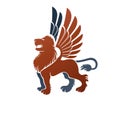 Winged Gryphon, mythical animal ancient emblem element. Heraldic