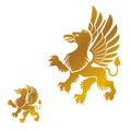 Winged Gryphon, mythical animal ancient emblems elements set. He Royalty Free Stock Photo