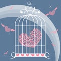 Winged Heart in bird cage vector Royalty Free Stock Photo