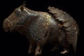 A winged hippopotamus with a lions mane. Generative AI