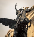 Winged horse and rider statue