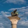 Winged Lion Column in St. Mark's Square, venice, Italy