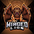 Winged lion esport mascot logo