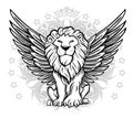 Winged Lion Front View Drawing Royalty Free Stock Photo