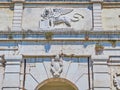 The winged lion on gate of Castello di Brescia, Lombardy, Italy Royalty Free Stock Photo