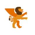 Winged lion Heraldic animal. Leo with wings. Fantastic Beast. Mo