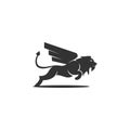 Winged lion jump Illustration Template Icon Brand