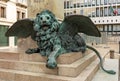 Winged lion sculpture on Manin square, Venice, Italy Royalty Free Stock Photo