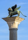 Winged lion sculpture symbol of Venice on St. Marco square, Venice, Italy Royalty Free Stock Photo