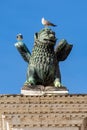 Winged lion sculpture symbol of Venice on St. Mark`s square in Venice, Italy Royalty Free Stock Photo