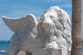 Winged Lion statue at Foinikoudes promenade. Larnaca. Cyprus Royalty Free Stock Photo