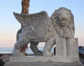 Winged Lion statue at Foinikoudes promenade, Larnaca, Cyprus Royalty Free Stock Photo