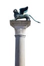 Winged Lion statue, symbol of Venice isolated on white, clipping Royalty Free Stock Photo