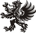 Winged lion tattoo vector