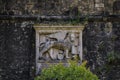 Winged Lion of Venice carved in the ancient stone city wall of Kotor old town, former Venetian fortress in Montenegro Royalty Free Stock Photo