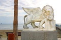 Winged Lion of Venice monument on waterfront in Larnaca, Cyprus